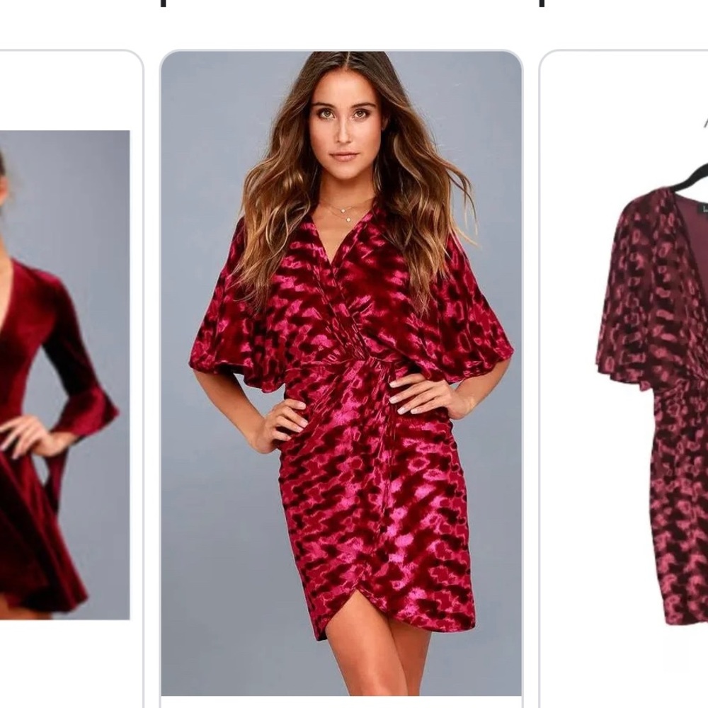 COPY - Lulus Burgandy Velvet Mini Wrap Dress XS NWOT